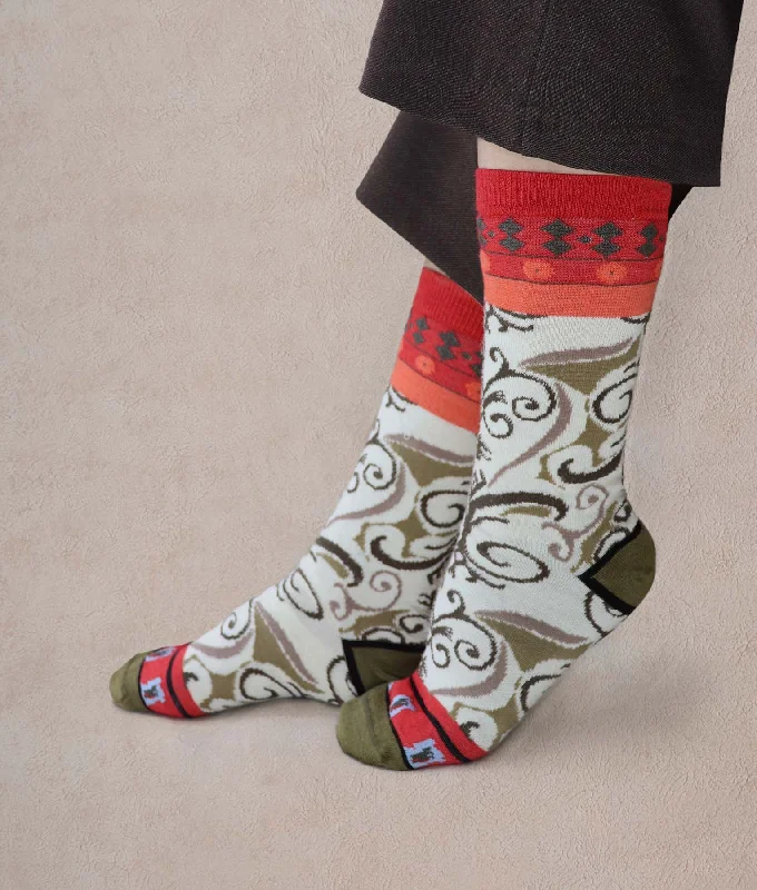 Long tube ankle socks for sports-Wall Paper Pattern Women's Socks