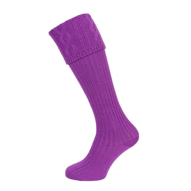 Thin dress socks for suits-William Powell Glenmore Ladies Shooting Socks - Orchid