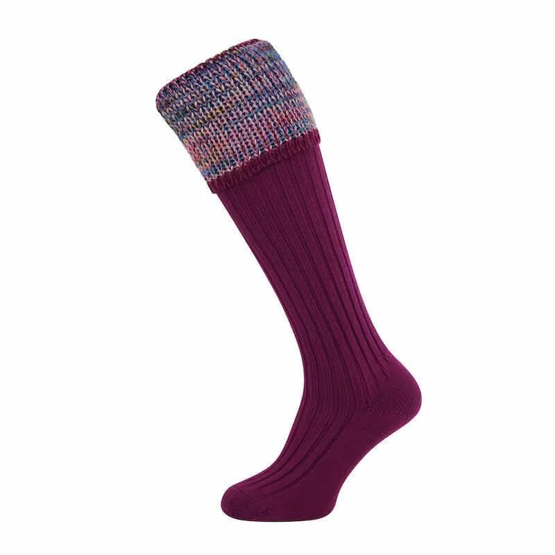 Thick outdoor socks for camping-William Powell Katrine Ladies Merino Shooting Socks - Bilberry