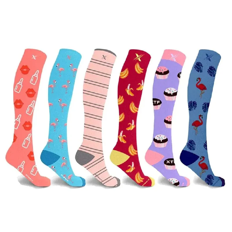 Small striped ankle socks for children-Women's Collection Compression Socks (6-Pairs)