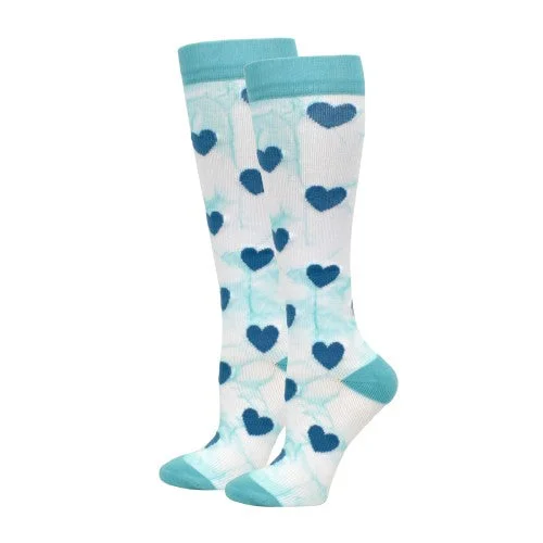 Custom embroidered crew socks for events-Women's Premium Hearts Compression Sock 9210