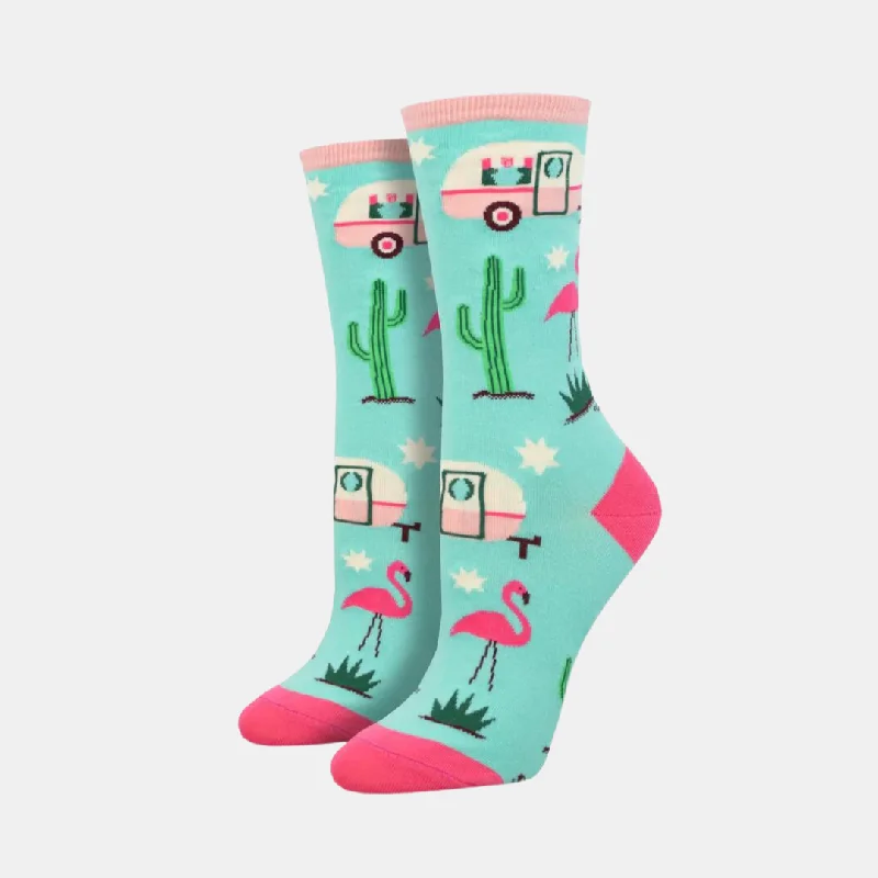 Minimalist gray socks for everyday-Women's Retro Camper Socks - Mint