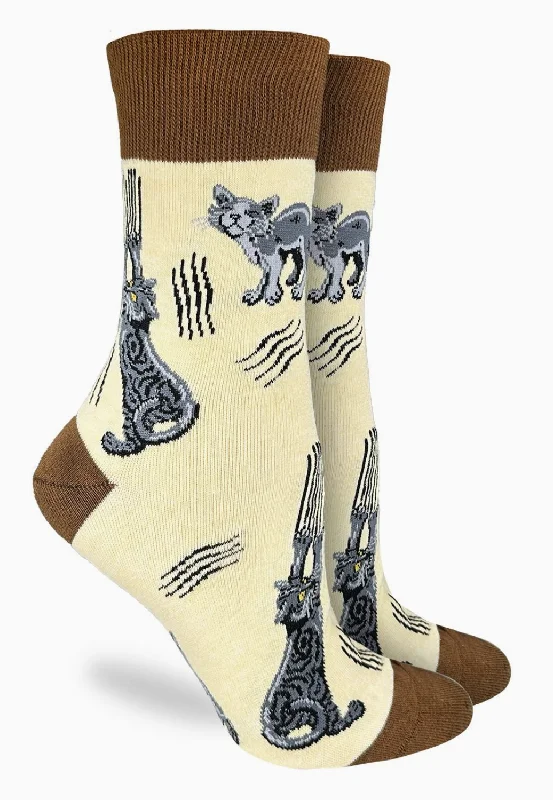 Organic cotton crew socks for green-Women's Scratchy Cat Crew Sock