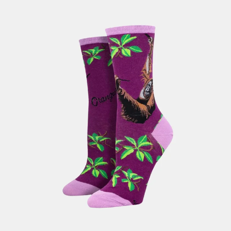 Colorful socks for bold fashion-Women's Socks Orangutan - Purple