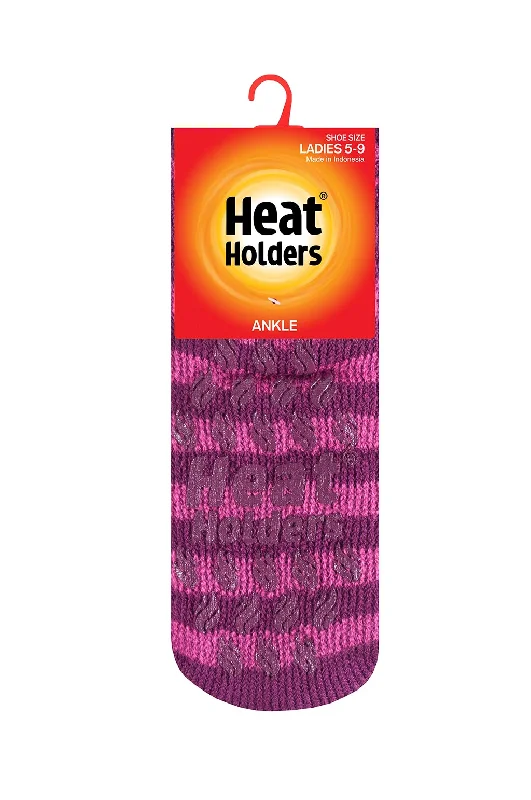 Large athletic socks for performance-Women's Stripe Ankle Slipper Socks