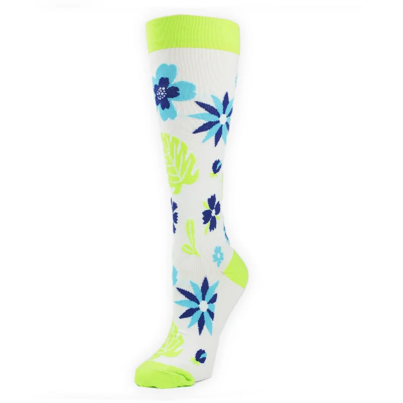 Long athletic socks for basketball-Women's Tropical Floral Compression Socks 92084