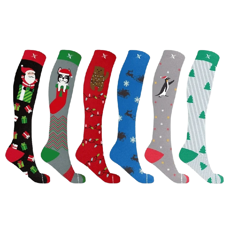 Large knee-high socks for fashion-XMAS Graduated Socks (6-Pairs)