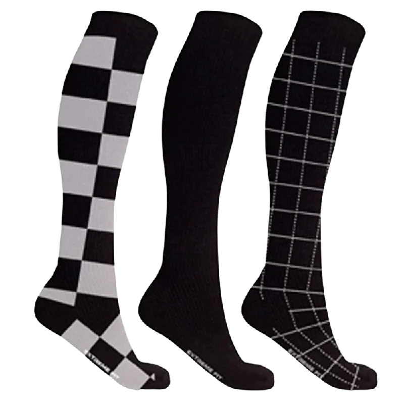 Vintage striped crew socks for retro-Men's Starter Compression Socks // Black (3-Pairs)