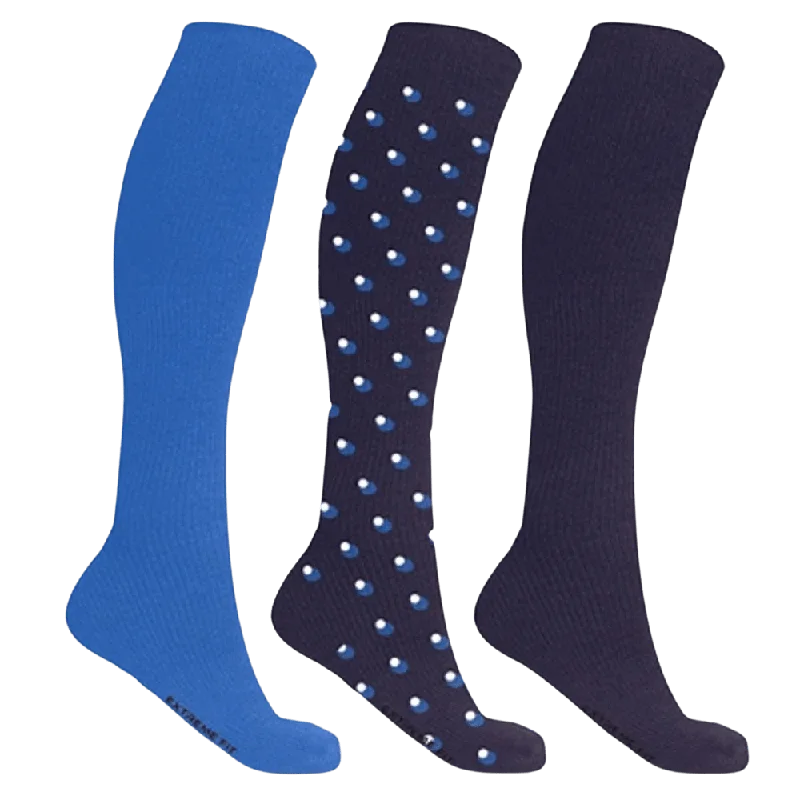 Lightweight cotton socks for breathability-Men's Starter Compression Socks // Blue (3-Pairs)