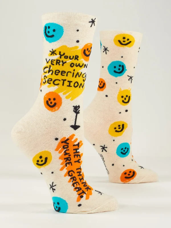 Large compression crew socks for travel-Your Very Own Cheering Section. They Think You're Great. W-Crew Socks